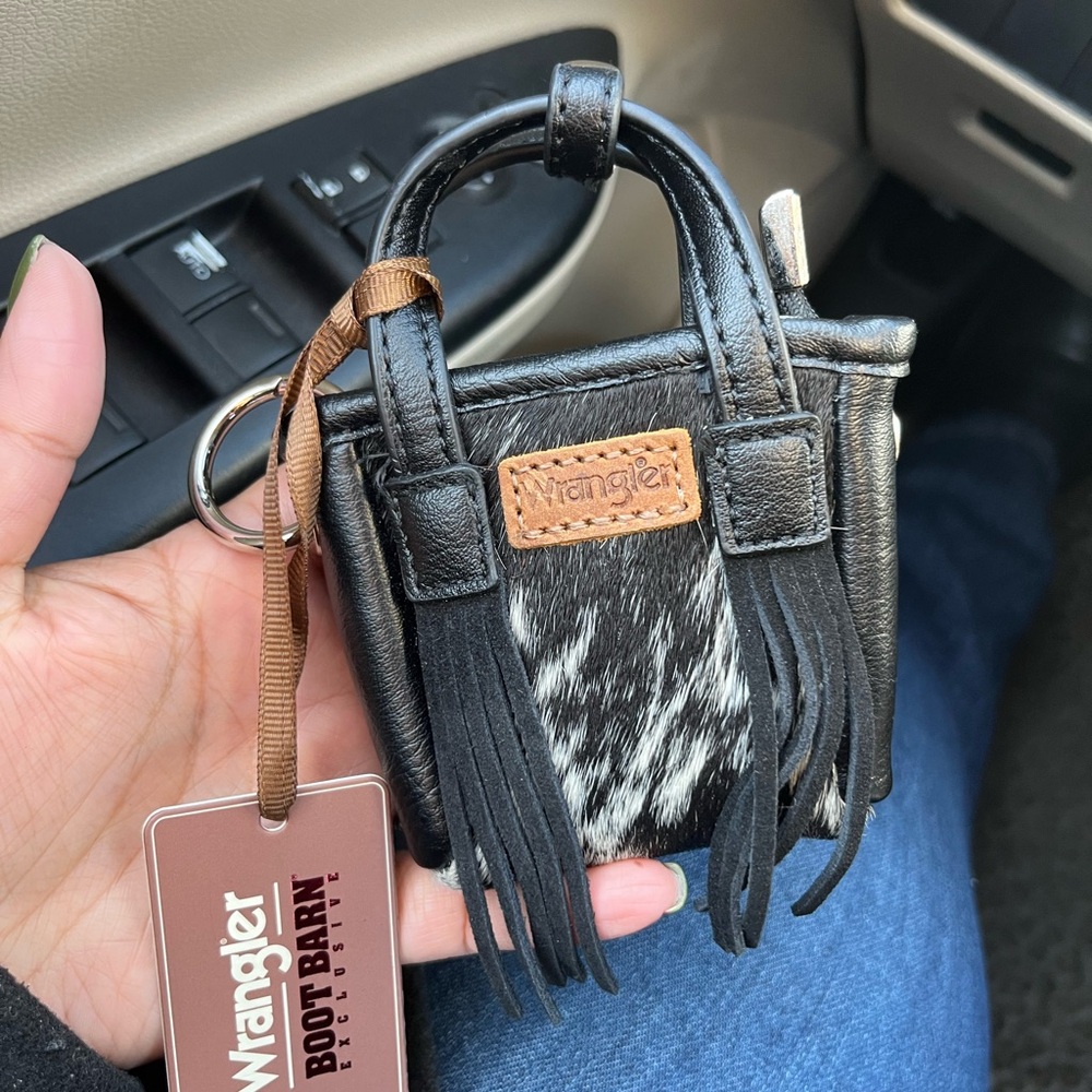 Wrangler Black and Brown Mini Bag with Fringe